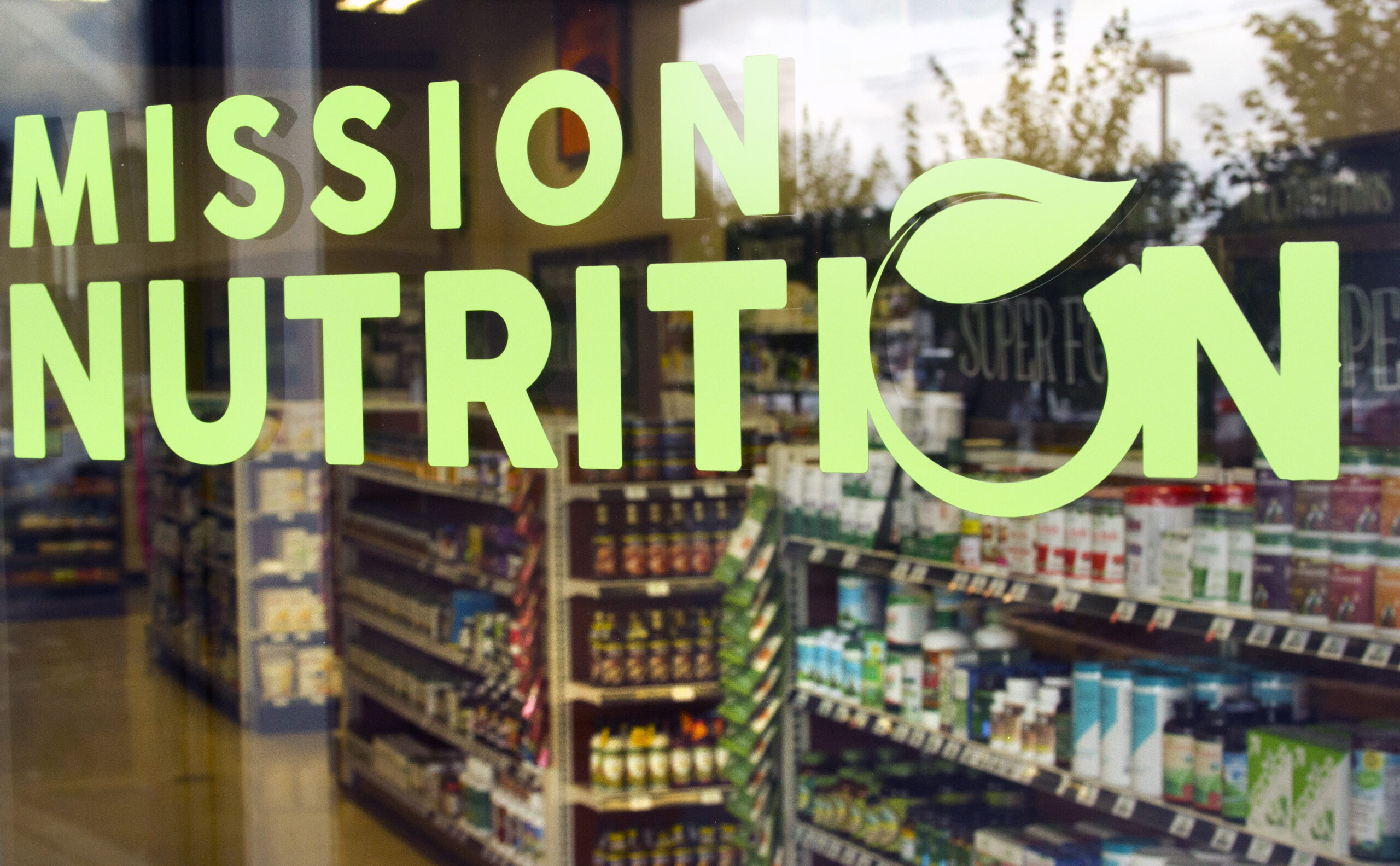 Store Front Window of a Retail Environment for Mission Nutrition