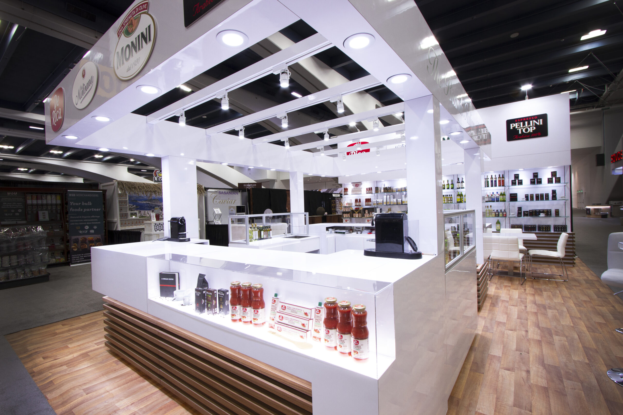 Right Front View of a Custom Exhibit for Monini at the Fancy Food Shows