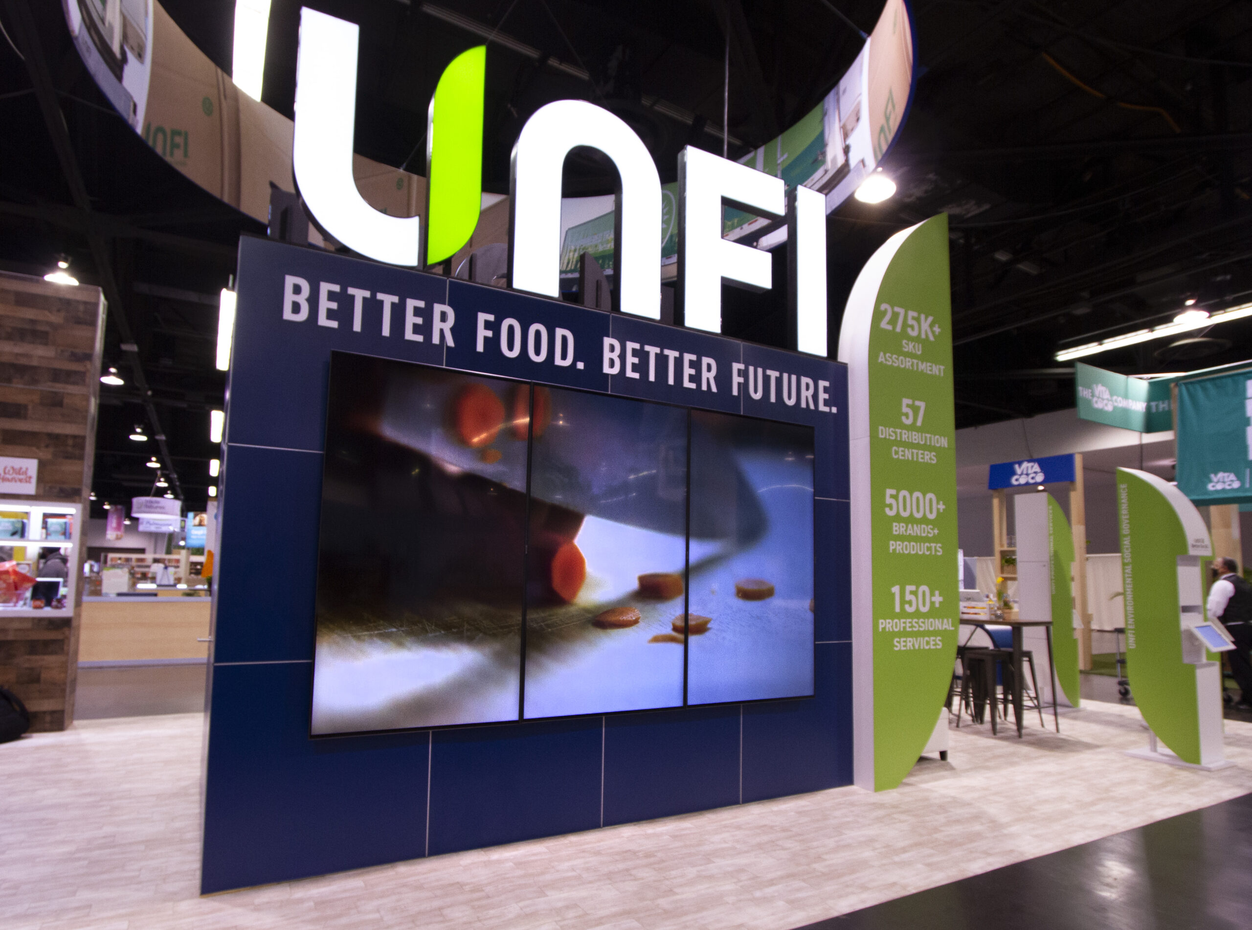 Left View of the Video Monitor Area at the UNFI Exhibit at the Natural Products Expo West Show