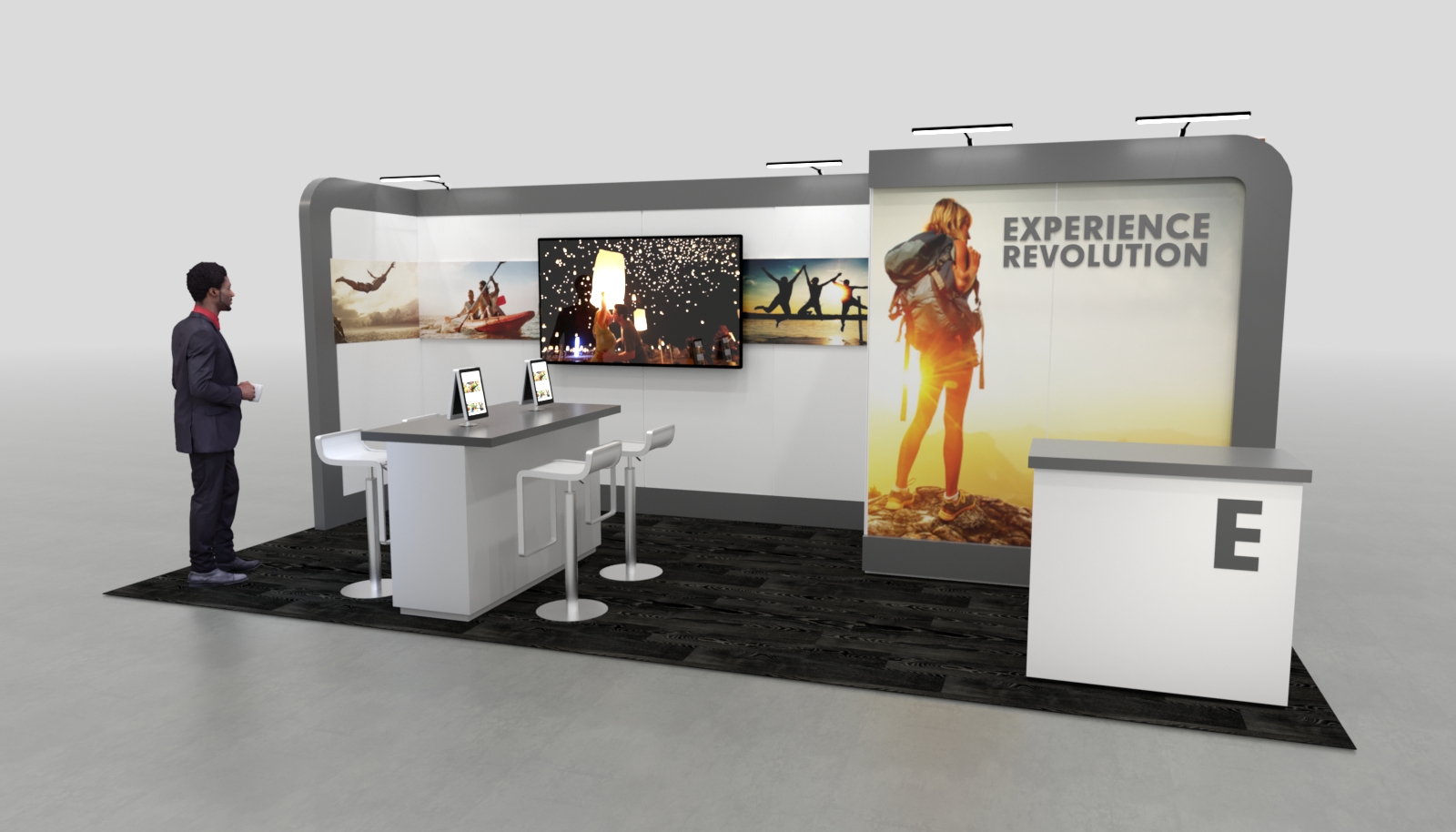 10x20 Contemporary Complete Rental Exhibit White Finish