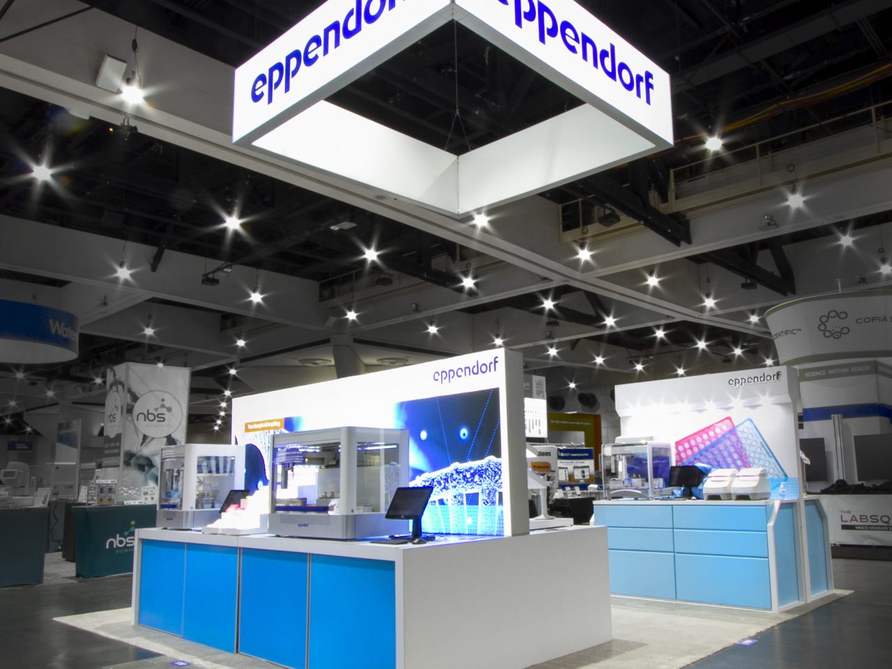 Wide View of Eppendorf Refurbished Island Exhibit at SLAS 2023