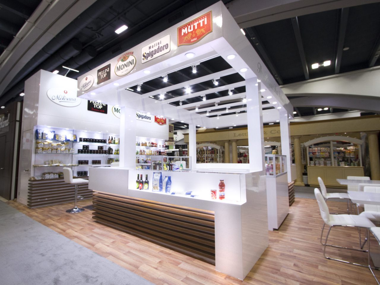 Wide Angle Side View of Monini's Custom Exhibit at the Fancy Food Shows